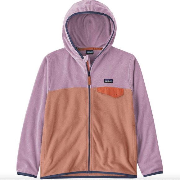 Patagonia Other - Patagonia Kids Micro D Snap-T Full Zip Hooded Fleece Jacket Pink/Orange Sz L 12
